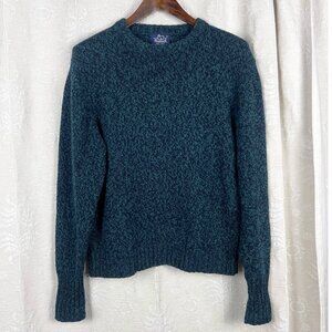 Woolrich blue marled wool sweater crew neck pullover men's Large stretch knit